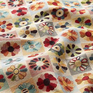 Decor Fabric Tapestry Fabric Floral Grid – light beige, 