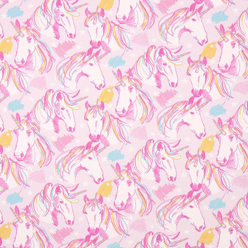 Cotton Jersey Scribble Unicorn – pink,  image number 1