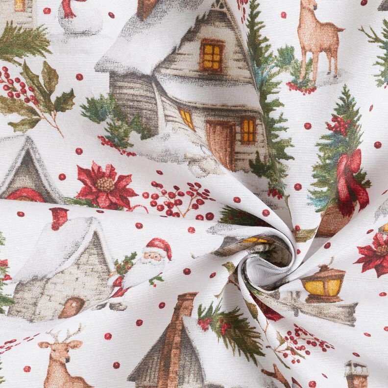 Decor Fabric Canvas wintery village – white/dark red, image number 3