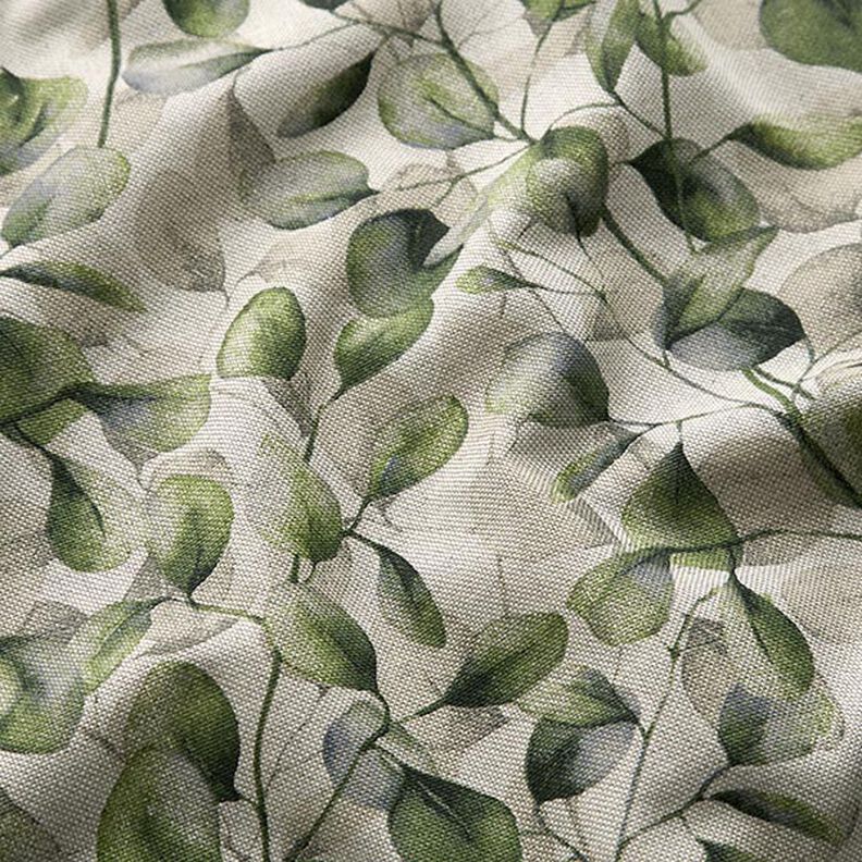 Decor Fabric Half Panama poplar leaves – natural/dark olive, image number 2