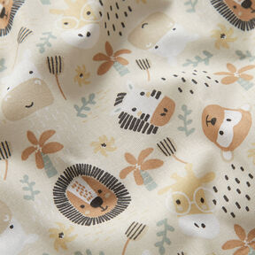 Cotton Poplin Party animals in the jungle – natural, 