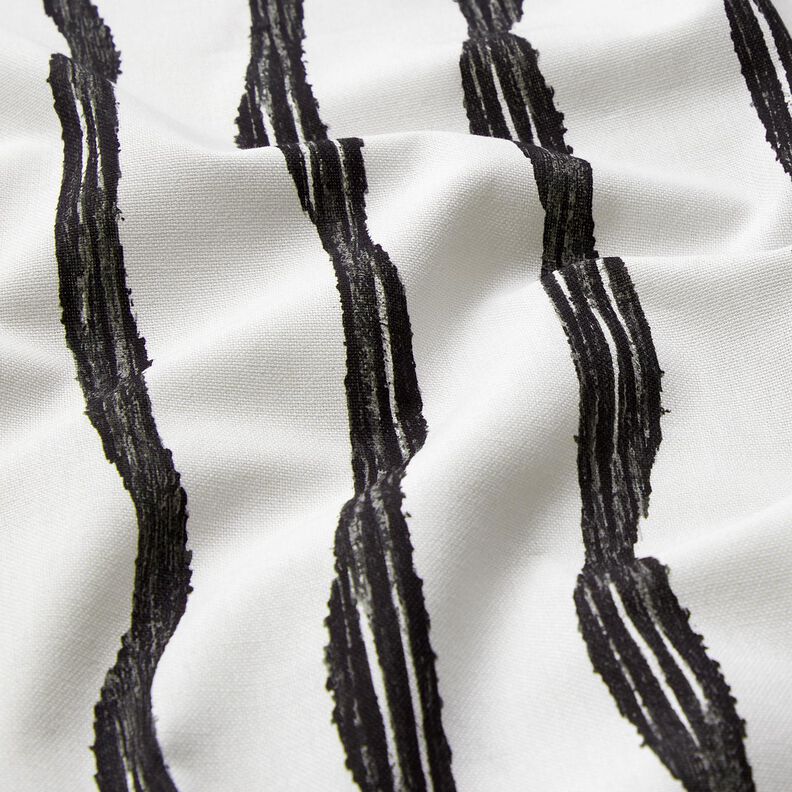 Decor Fabric Half Panama wavy stripes – black/ivory, image number 2