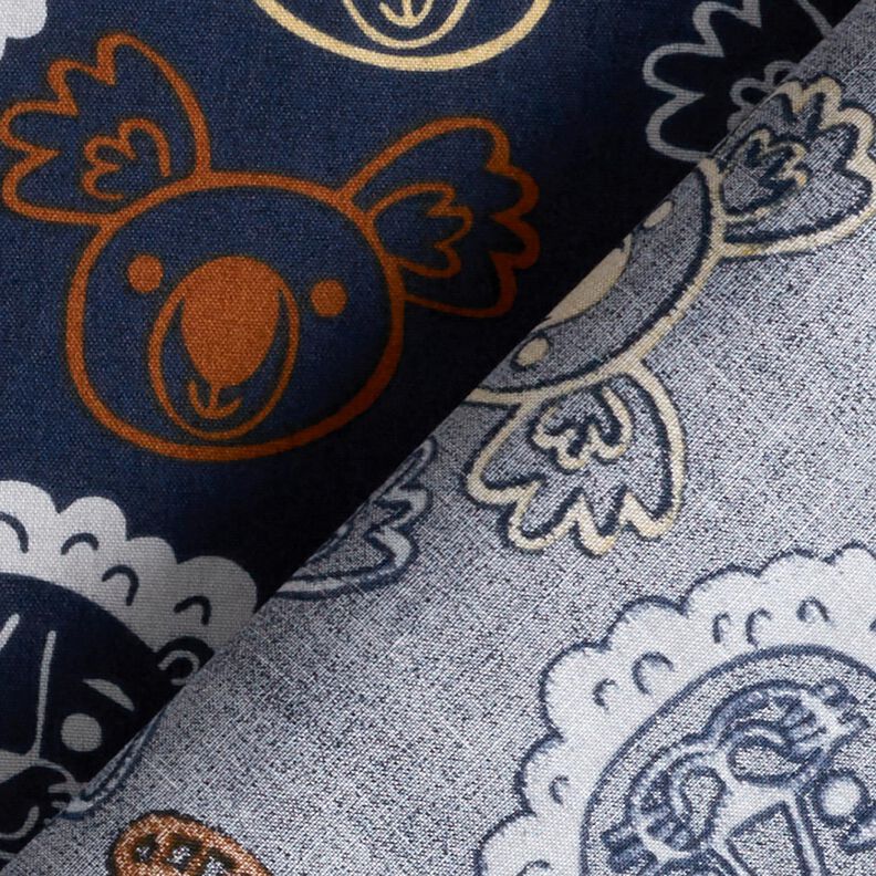 Cotton Poplin Animal Faces | Poppy Fabrics – blue grey,  image number 4