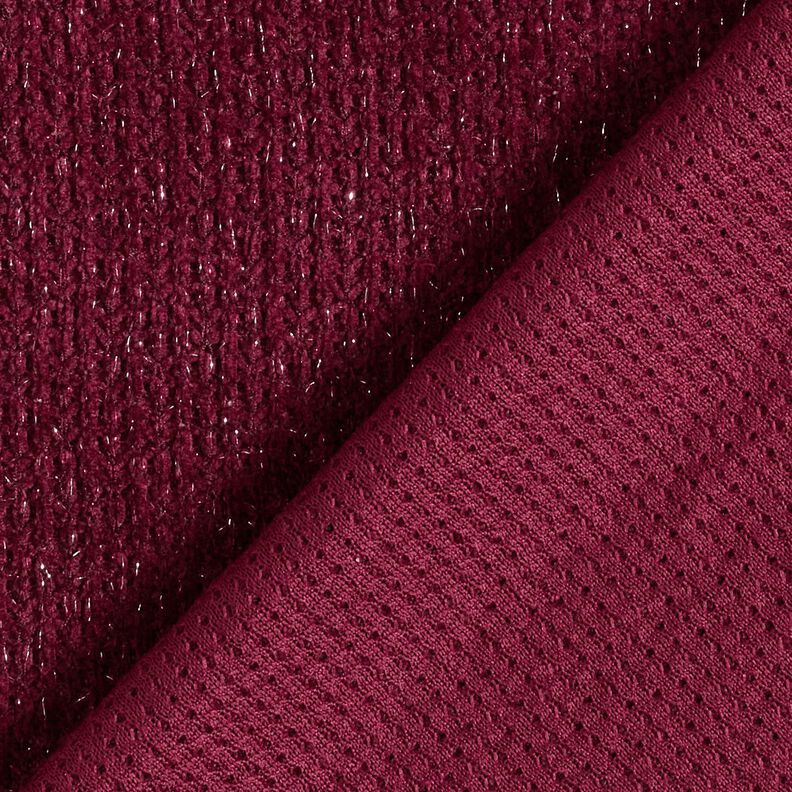 Chenille Knit Jacquard Glitter – burgundy/metallic silver,  image number 3
