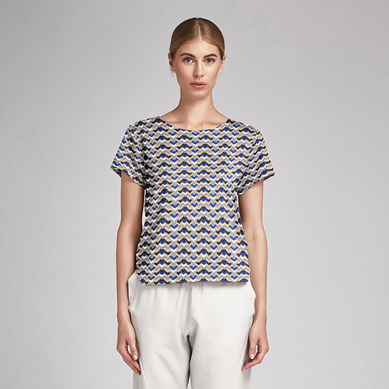 Retro Print Lightweight Satin – indigo/beige,  image number 5