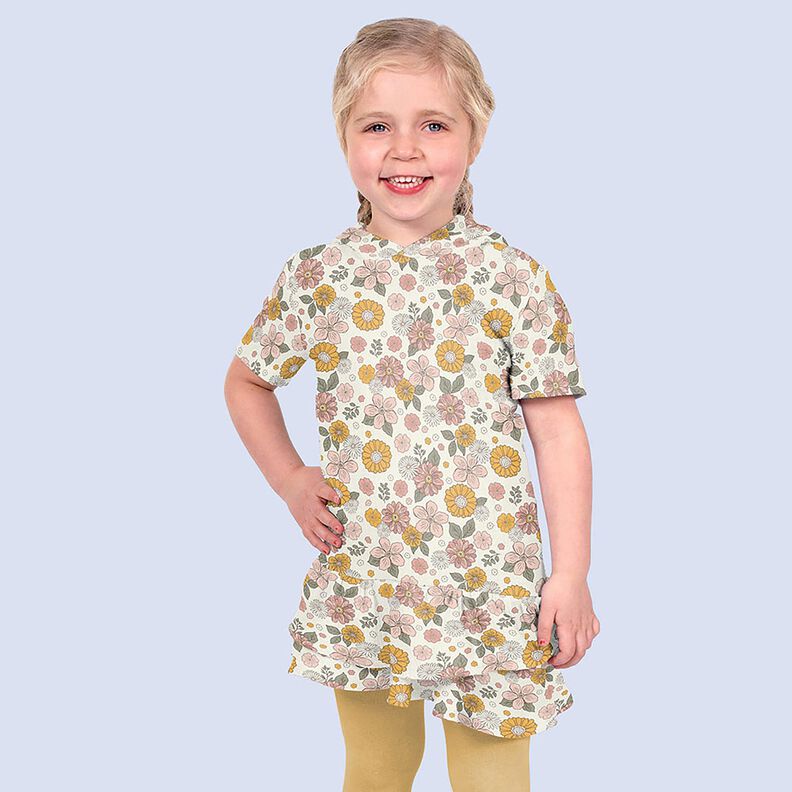 Double Gauze/Muslin Retro Flowers – white, image number 6