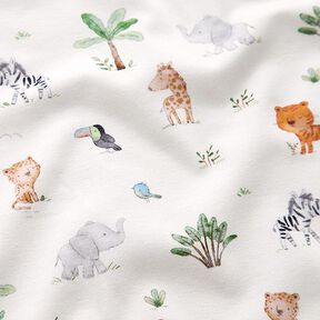 GOTS Cotton Jersey Baby Jungle Animals Digital Print – offwhite, 