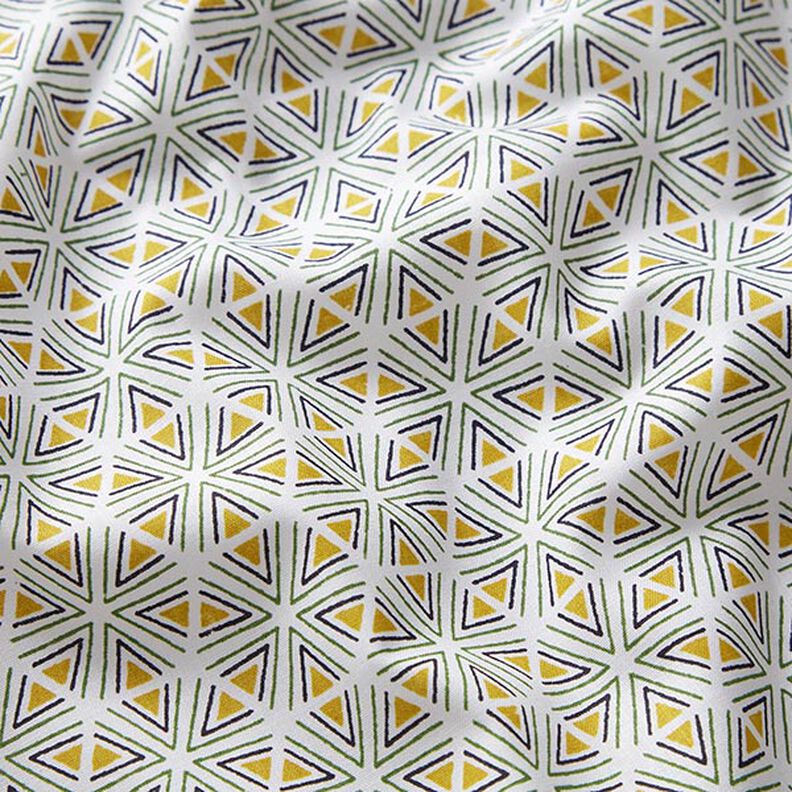 Cotton Cretonne geometric shapes – white/olive,  image number 2