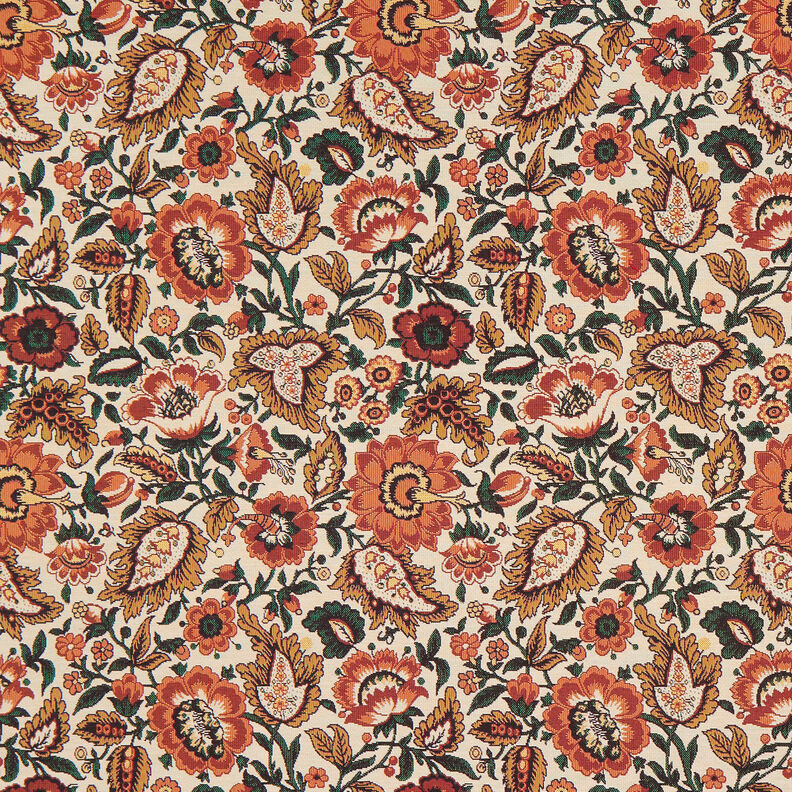 Decor Fabric Tapestry Fabric Retro floral – light beige/copper,  image number 1