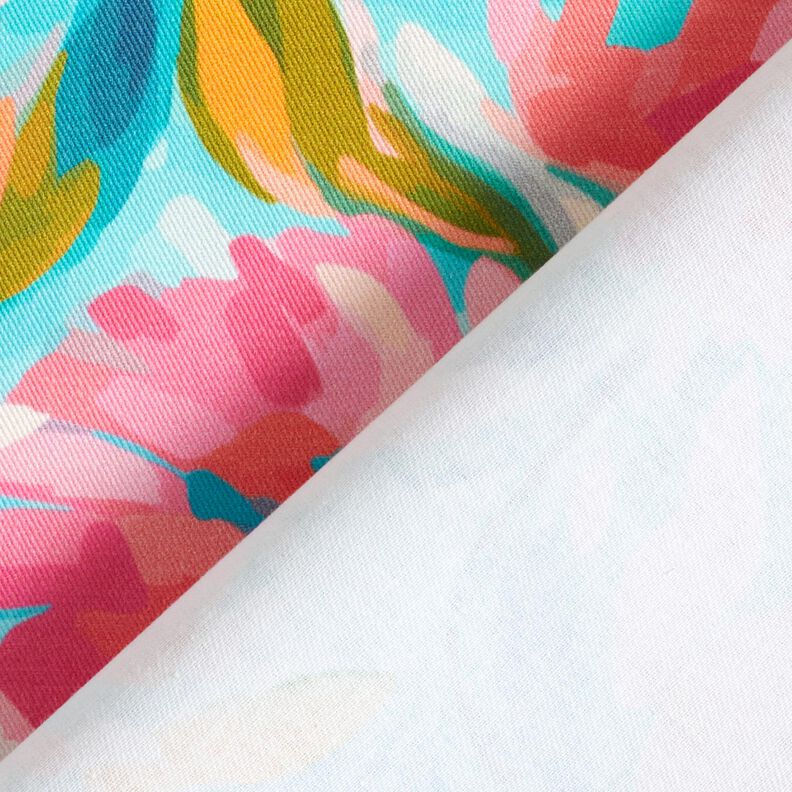 Decor Fabric Cotton Twill painted flowers  – pink/turquoise,  image number 4