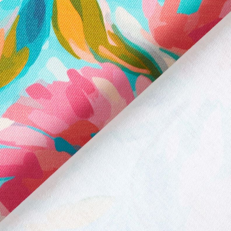 Decor Fabric Cotton Twill painted flowers  – pink/turquoise,  image number 4