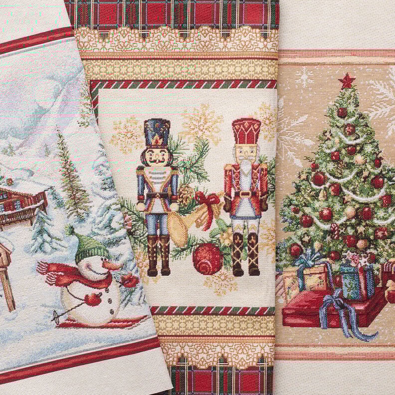 Decorative Panel Tapestry Fabric Nutcracker Duo – carmine/light beige,  image number 5