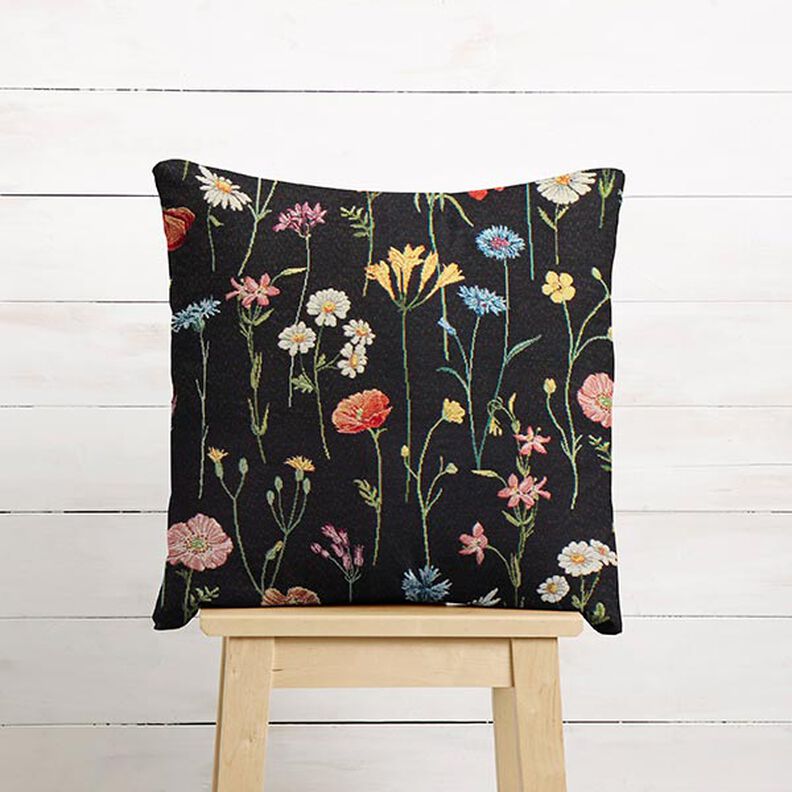 Decor Fabric Tapestry Fabric wildflowers – black/rosé,  image number 8