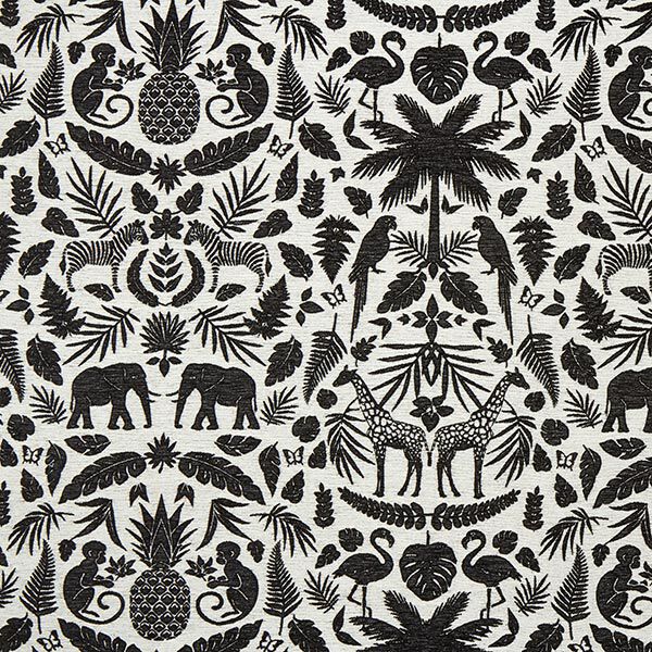 Chenille Jacquard Baroque Jungle – black/offwhite,  image number 1