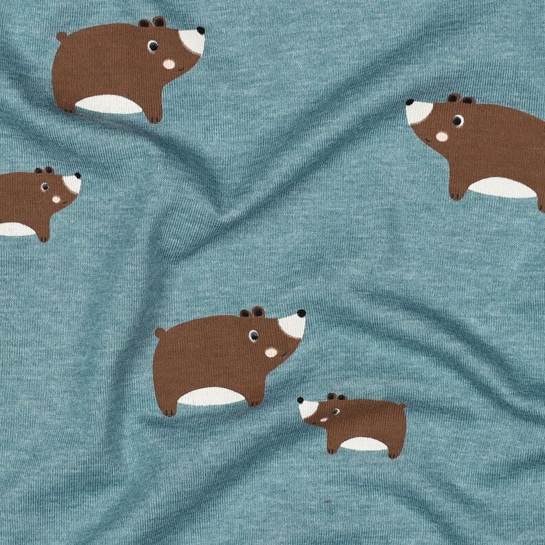 Cotton Jersey Bears | Poppy Fabrics – blue grey/chestnut, image number 2