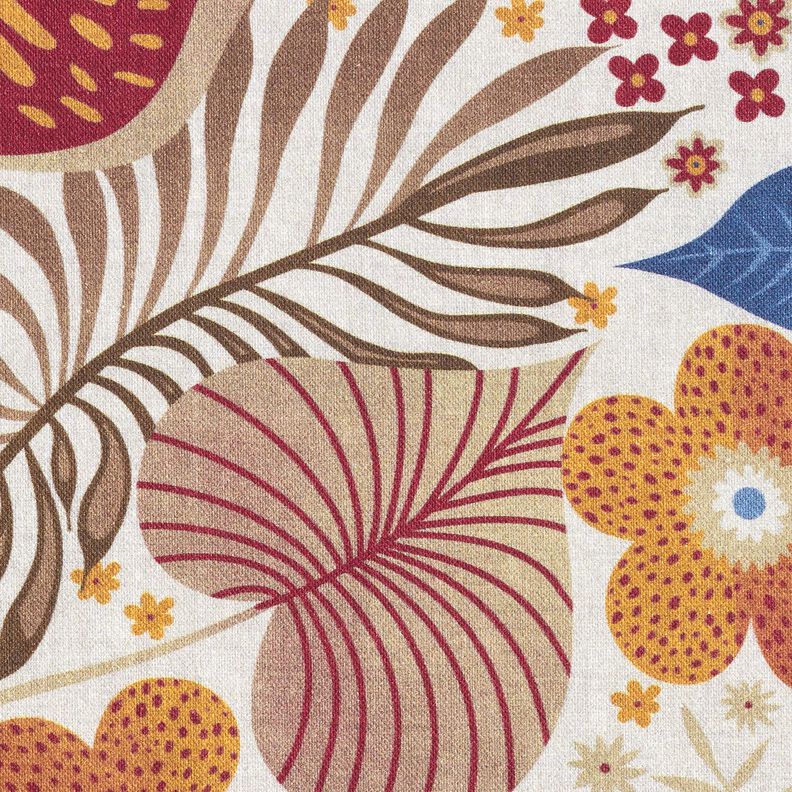 Decor Fabric Half Panama floral picture – natural/blue, image number 5