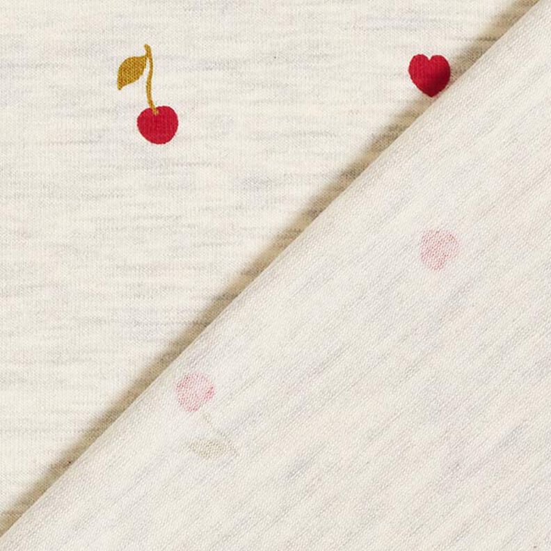 Cotton Jersey Cherries and Hearts – natural/light grey,  image number 4