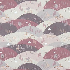 Decor Fabric Half Panama Woodland Animals – light dusky pink/greige, 
