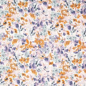 Waffle Piqué watercolour flowers | Poppy Fabrics – white/lavender, 