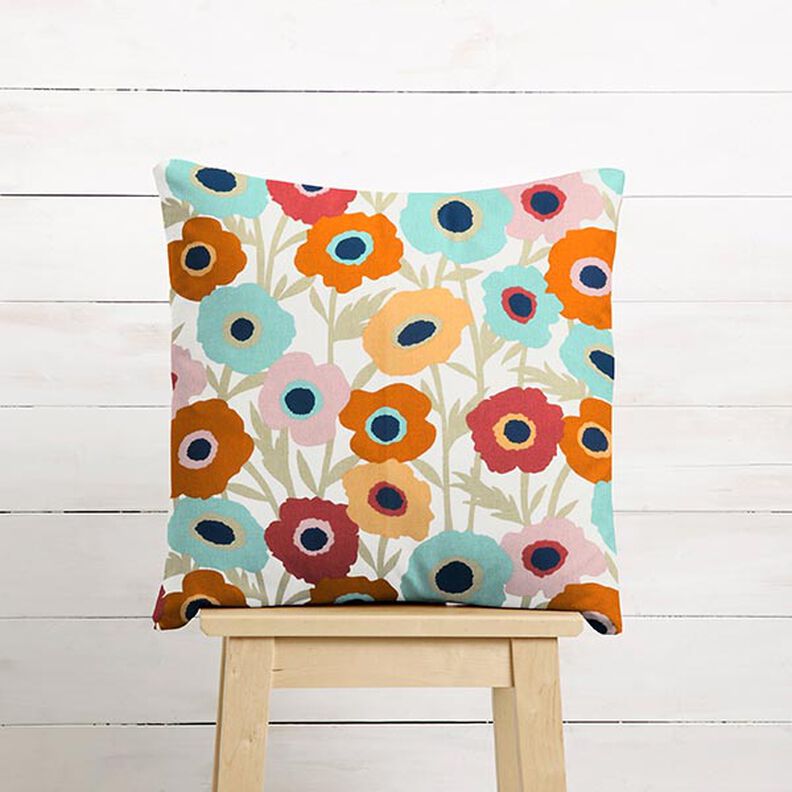 Cotton Cretonne painted flowers – eucalyptus/white,  image number 6