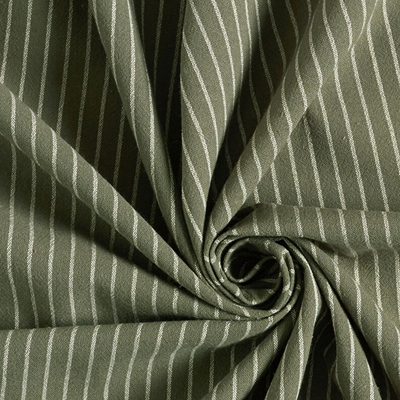 Blouse Fabric Cotton Blend wide Stripes – olive/offwhite,  image number 3
