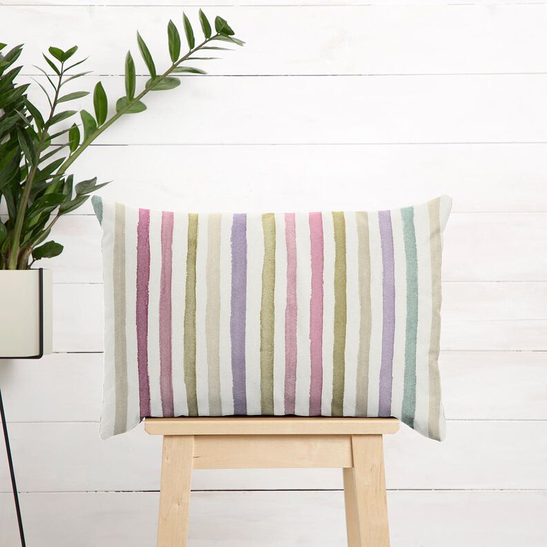 Decor Fabric Half Panama Watercolour Stripes – ivory/eucalyptus, image number 8