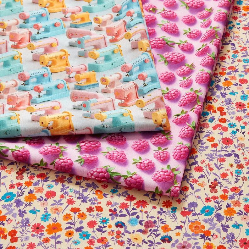 Cotton Poplin bright raspberries – pastel violet/apple green, image number 5