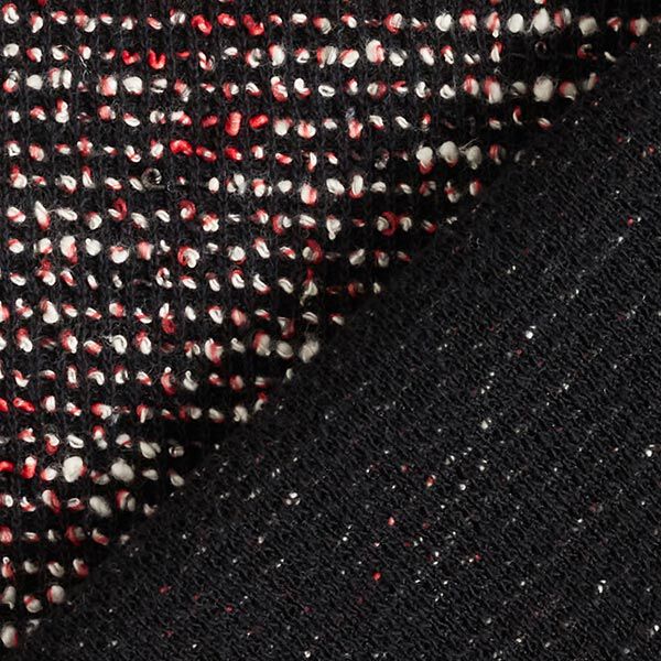 Mottled Cotton Blend Bouclé Knit – black/red,  image number 4