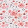 Watercolour roses cotton jersey – white/pink,  thumbnail number 1