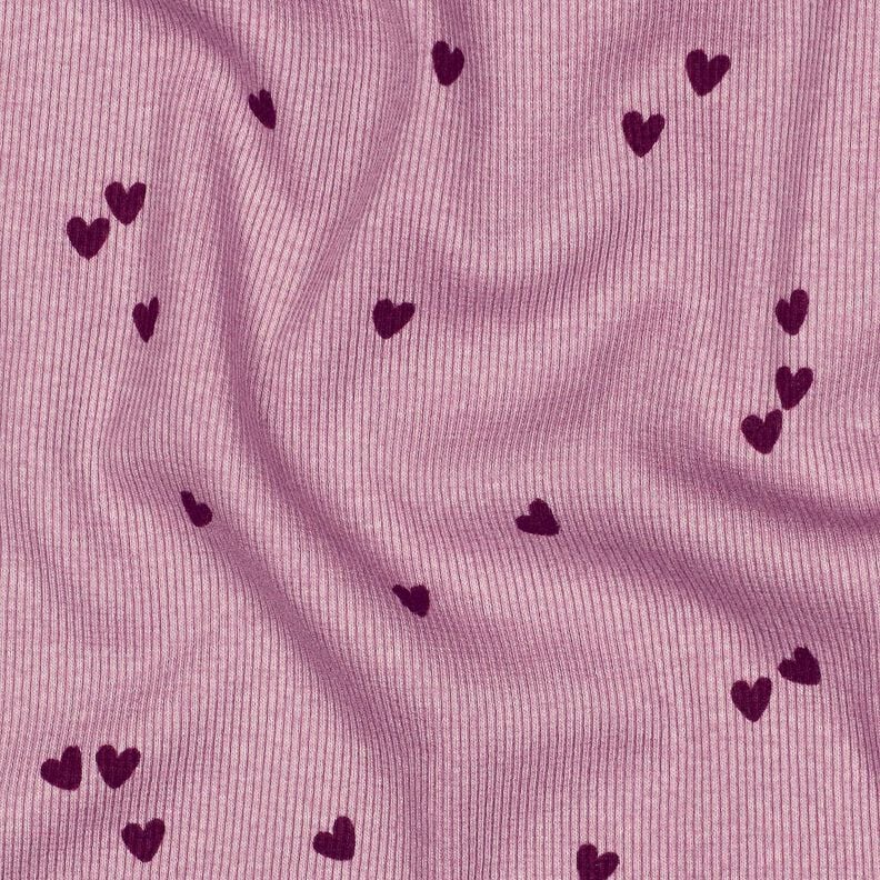 Ribbed Jersey Scattered Hearts | Poppy Fabrics – pastel violet/merlot, image number 2