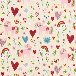Coated Cotton fabulous horses – light beige/pink, 