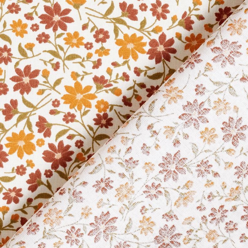 Cotton Poplin Autumn Flowers – white/burgundy, image number 4