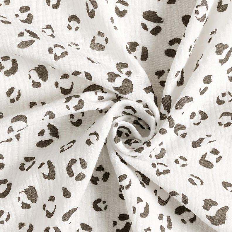 Double Gauze/Muslin large leopard pattern – ivory/dark grey,  image number 3