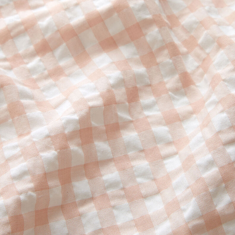 Large gingham check seersucker – white/light dusky pink,  image number 2