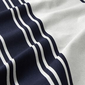 Decor Fabric Panama Block Stripes – blue-black/misty grey, 