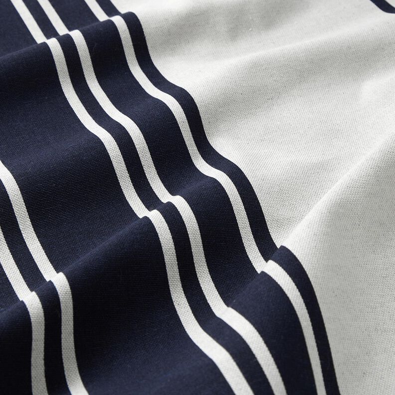 Decor Fabric Panama Block Stripes – blue-black/misty grey, image number 2