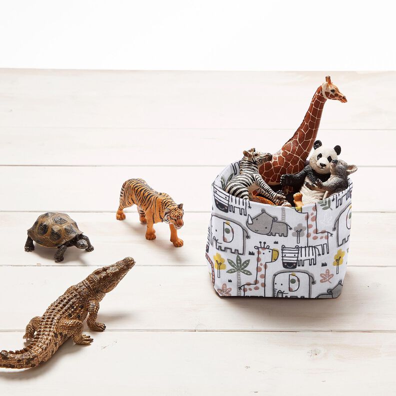 Cotton Cretonne small wild animals – silver grey, image number 6