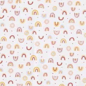 Cotton Cretonne little rainbows – white/mustard, 