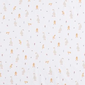 GOTS Cotton Poplin cute geese and chicks | Poppy Fabrics – white, 