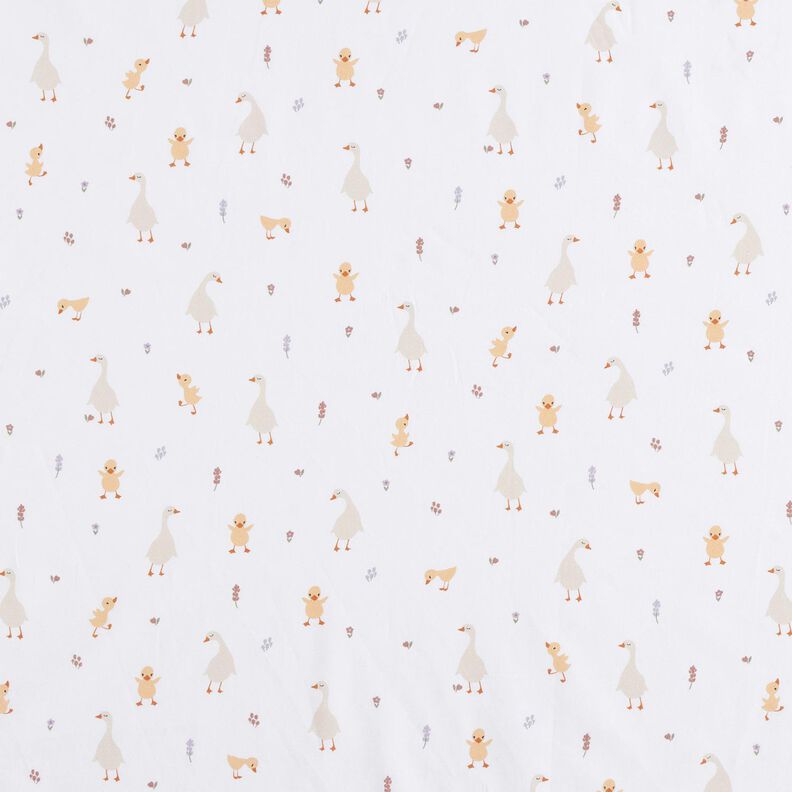 GOTS Cotton Poplin cute geese and chicks | Poppy Fabrics – white,  image number 1