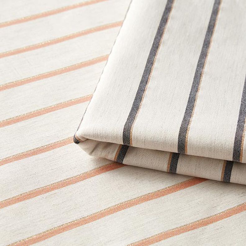 Lurex Stripes Linen Look Fabric – apricot,  image number 5