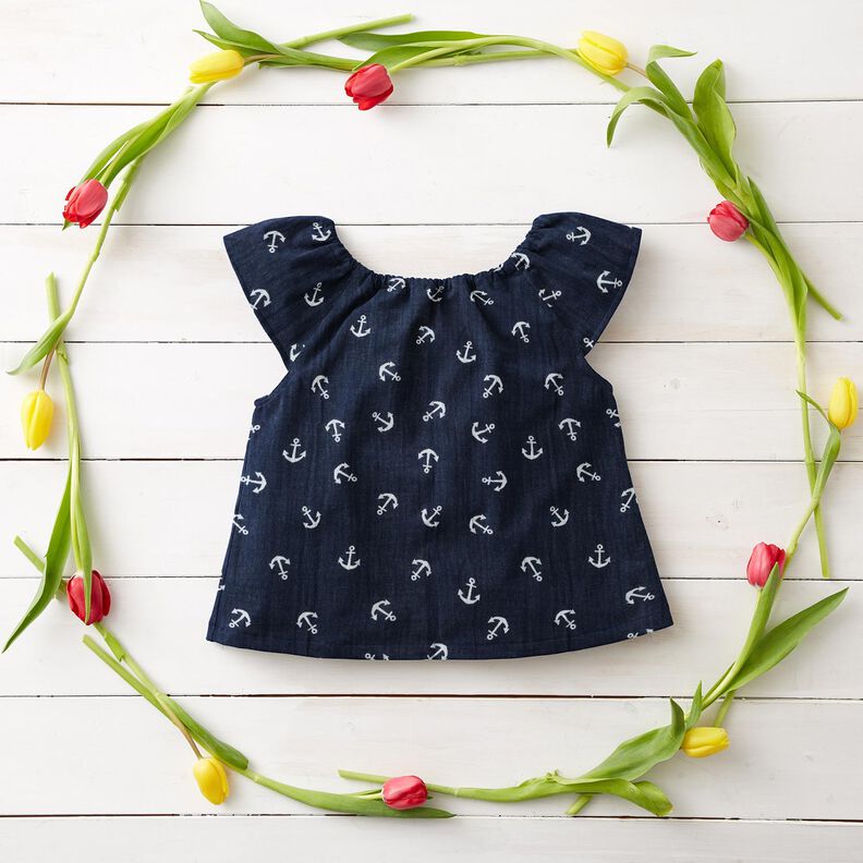 Double Gauze/Muslin Anchor – navy blue/white,  image number 5