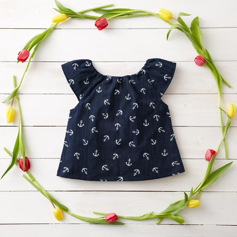 Double Gauze/Muslin Anchor – navy blue/white, image number 5
