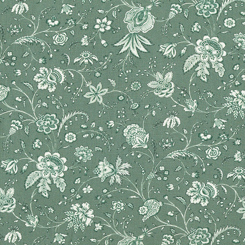 Art Nouveau flowers viscose fabric – dark pine,  image number 1