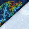 Cotton Jersey Rainbow Dragon Denim Look | Glitzerpüppi – blue-black/indigo,  thumbnail number 4