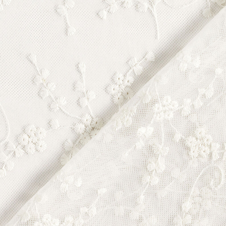Small flowers tulle lace – white,  image number 5