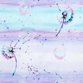 Cotton Jersey Watercolour Dandelion Clocks | Glitzerp&uuml;ppi  &ndash; red lilac/baby blue, 