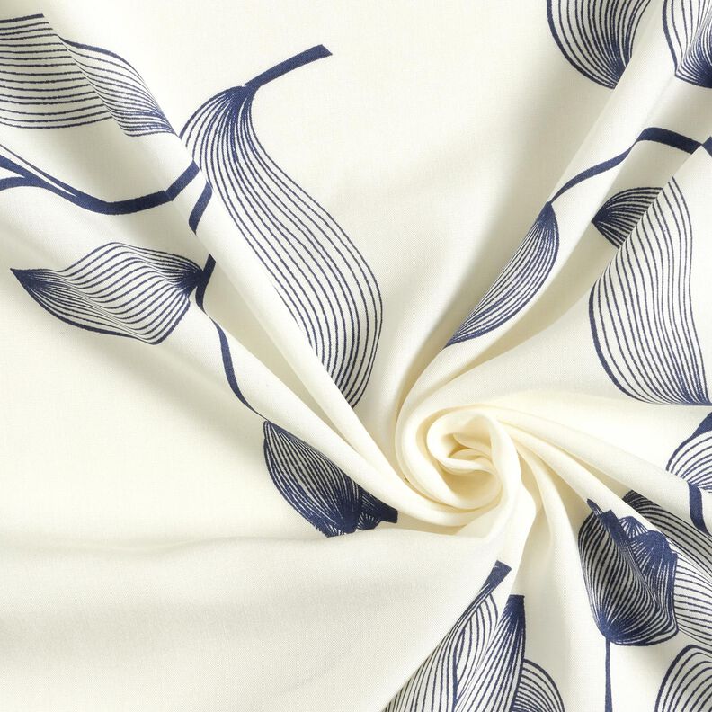 viscose fabric tulips – offwhite/midnight blue,  image number 3
