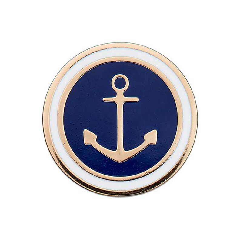 Metal Button Eyelet Anchor – navy blue/gold,  image number 1
