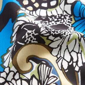 Viscose fabric flowers and leaves &ndash; black, 